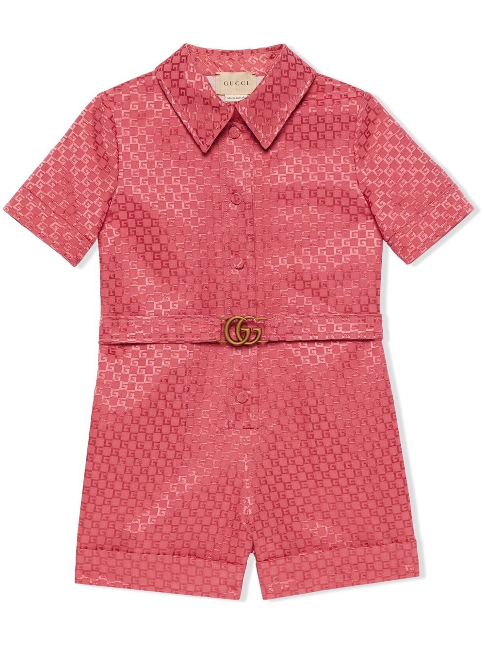 Gucci Kids Pink Checked Sailor Collar Playsuit - Red von Gucci Kids