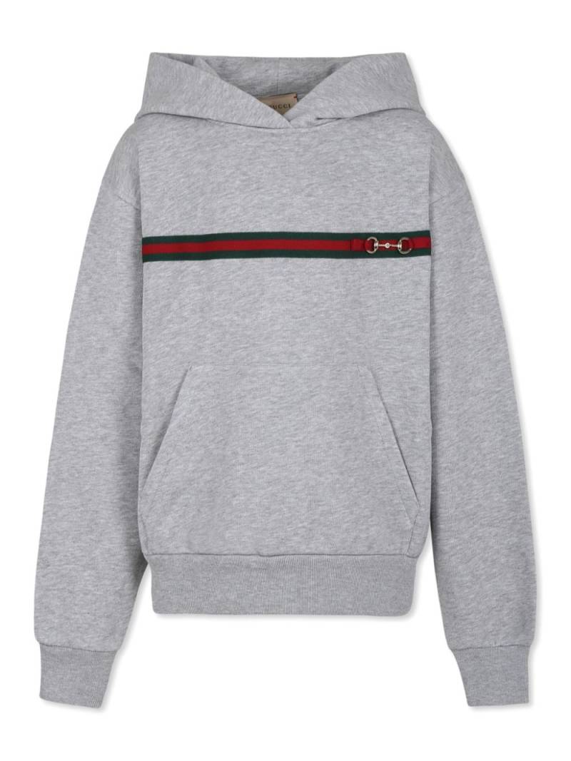 Gucci Kids Web Horsebit cotton hoodie - Grey von Gucci Kids