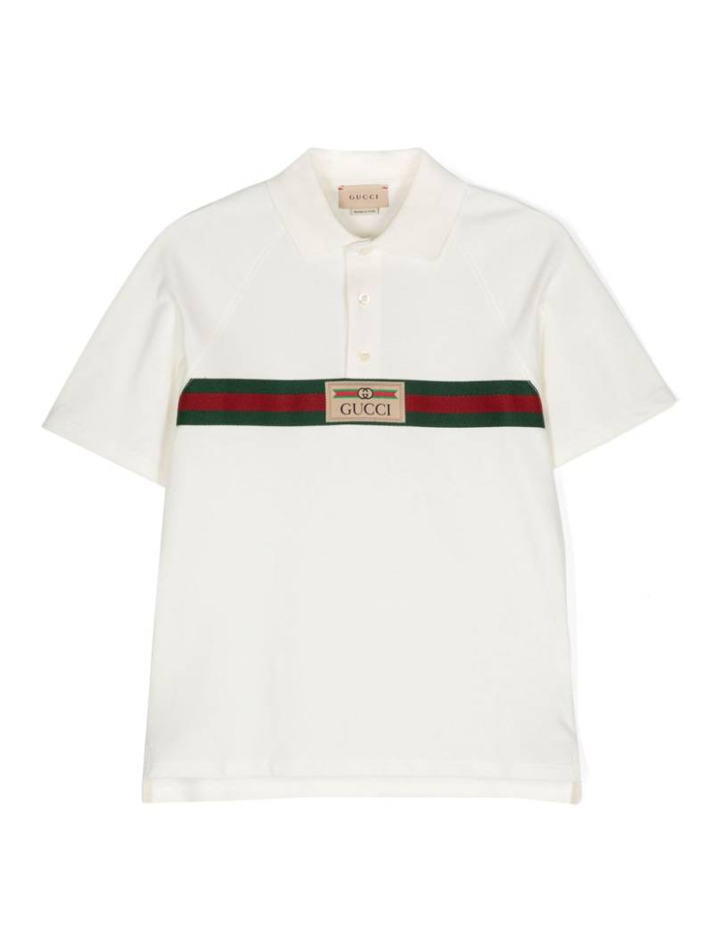 Gucci Kids Web-stripe polo shirt - White von Gucci Kids