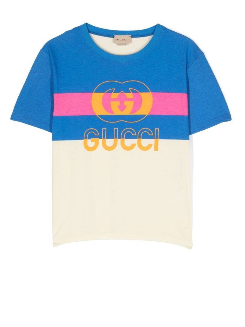 Gucci Kids Web Stripe print T-shirt - Neutrals von Gucci Kids