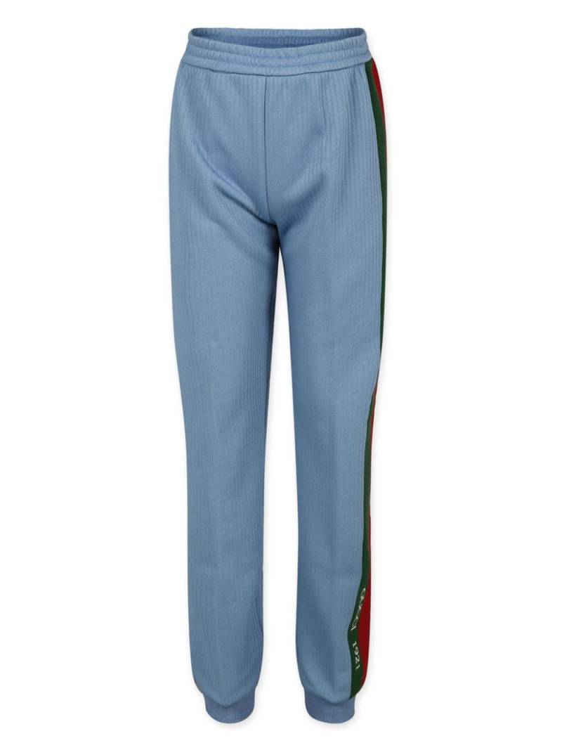 Gucci Kids Web-detail fine-ribbed track pants - Blue von Gucci Kids