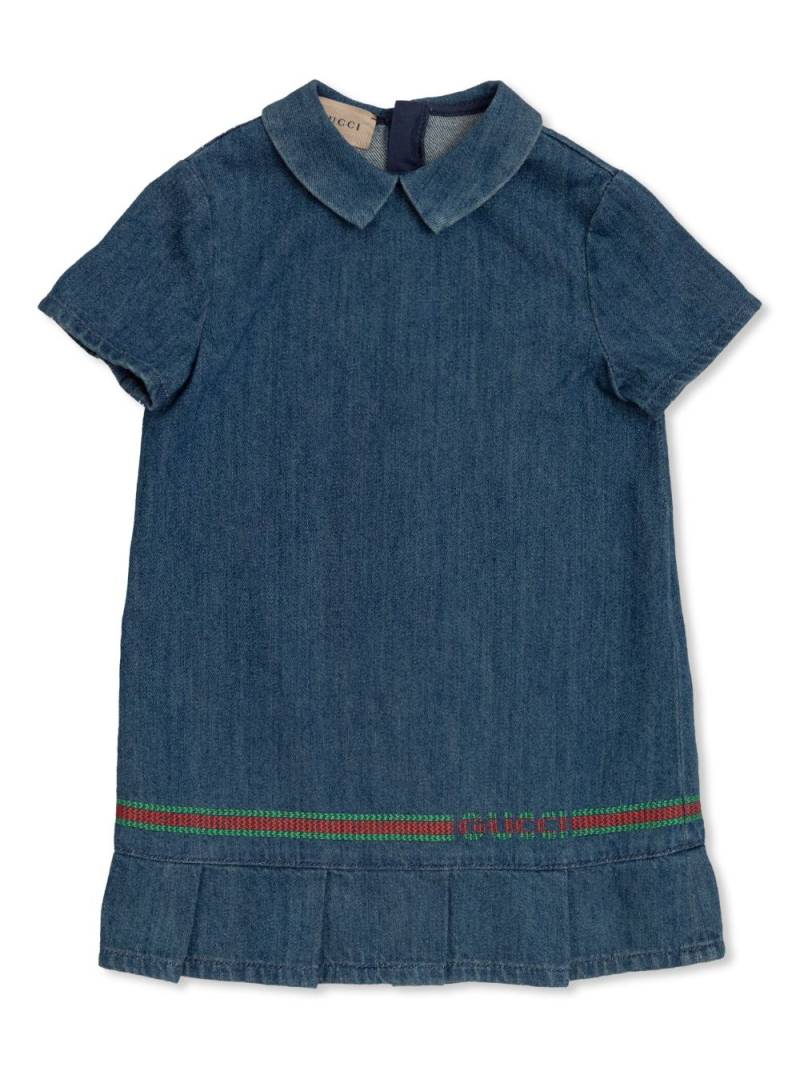 Gucci Kids Web-embroidery denim dress - Blue von Gucci Kids