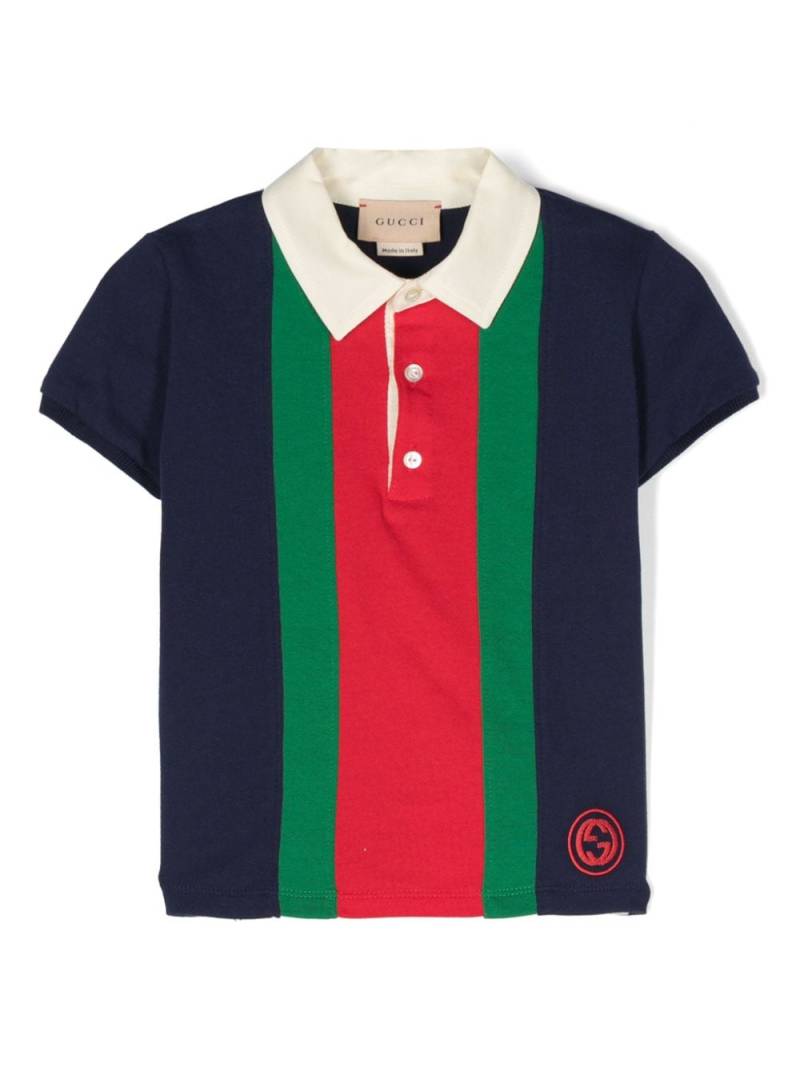 Gucci Kids Web-stripe cotton polo shirt - Blue von Gucci Kids