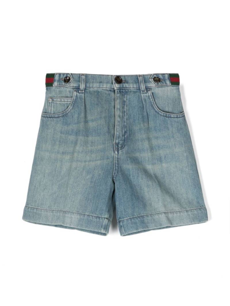 Gucci Kids Web stripe denim shorts - Blue von Gucci Kids