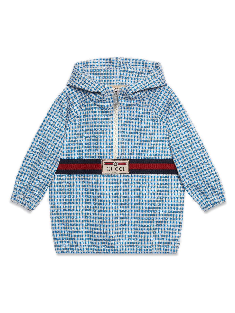 Gucci Kids Web-stripe gingham jersey jacket - Blue von Gucci Kids