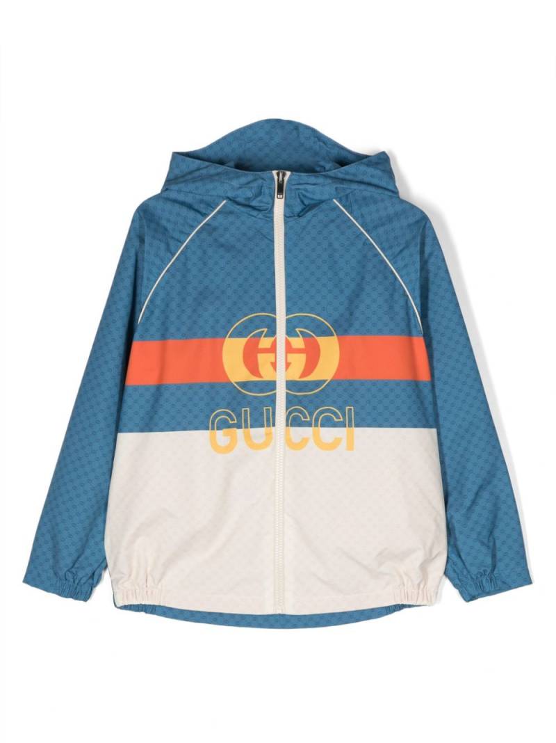 Gucci Kids Web-stripe hooded jacket - Blue von Gucci Kids