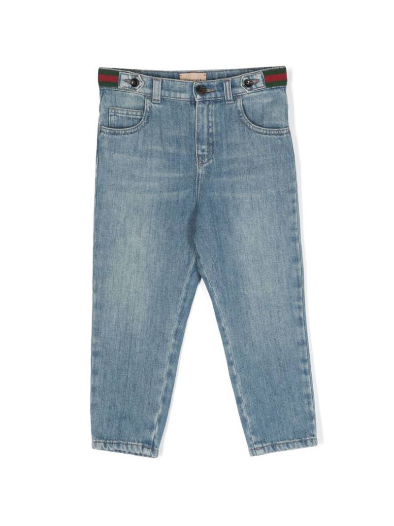 Gucci Kids Web-stripe straight-leg jeans - Blue von Gucci Kids