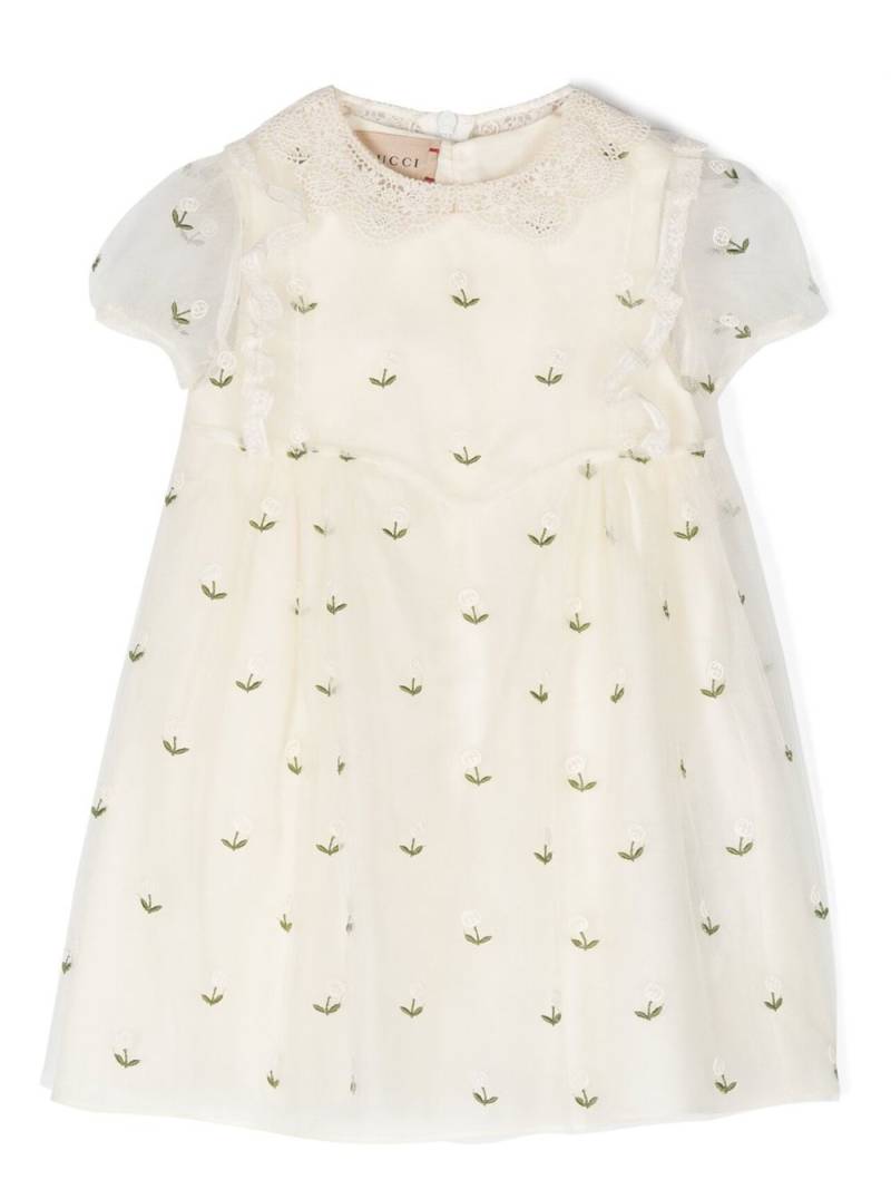 Gucci Kids all-over floral embroidered dress - White von Gucci Kids