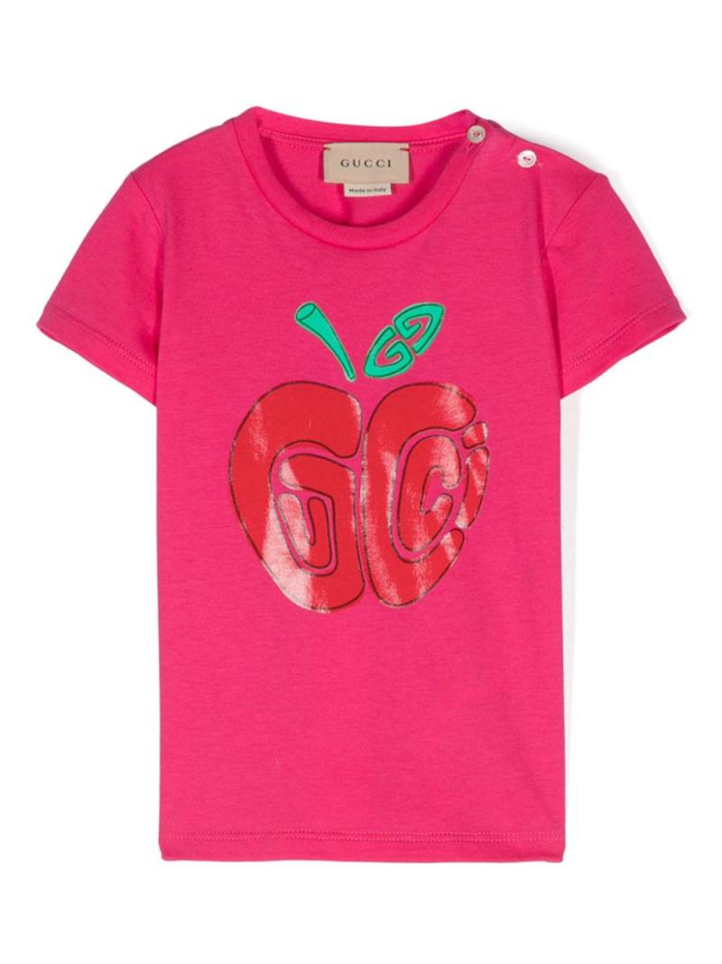 Gucci Kids GG apple-print cotton T-shirt - Pink von Gucci Kids