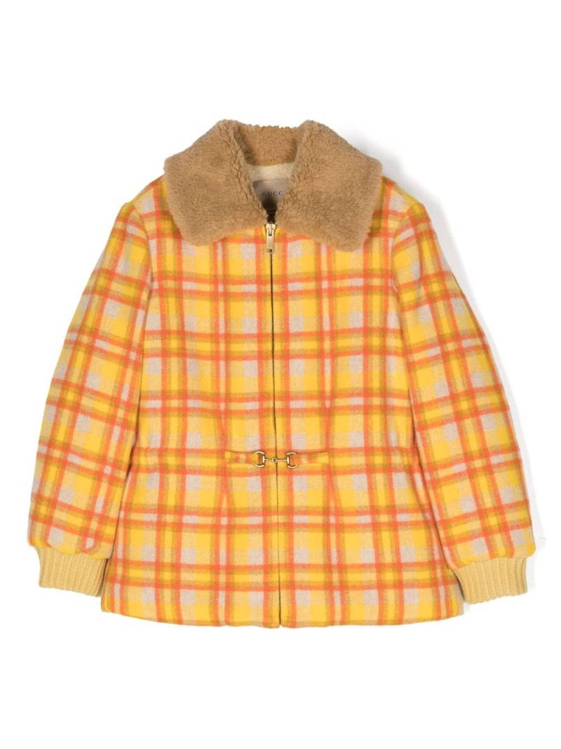 Gucci Kids checkered wool bomber jacket - Yellow von Gucci Kids