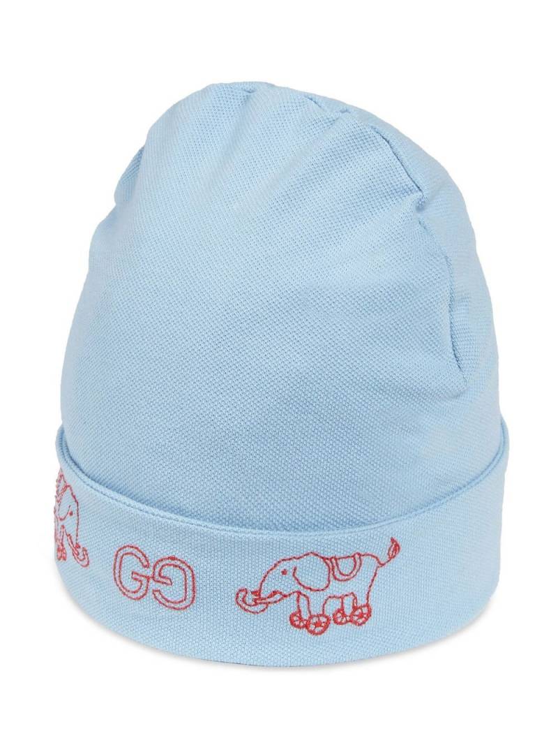 Gucci Kids elephant-embroidery cotton beanie - Blue von Gucci Kids