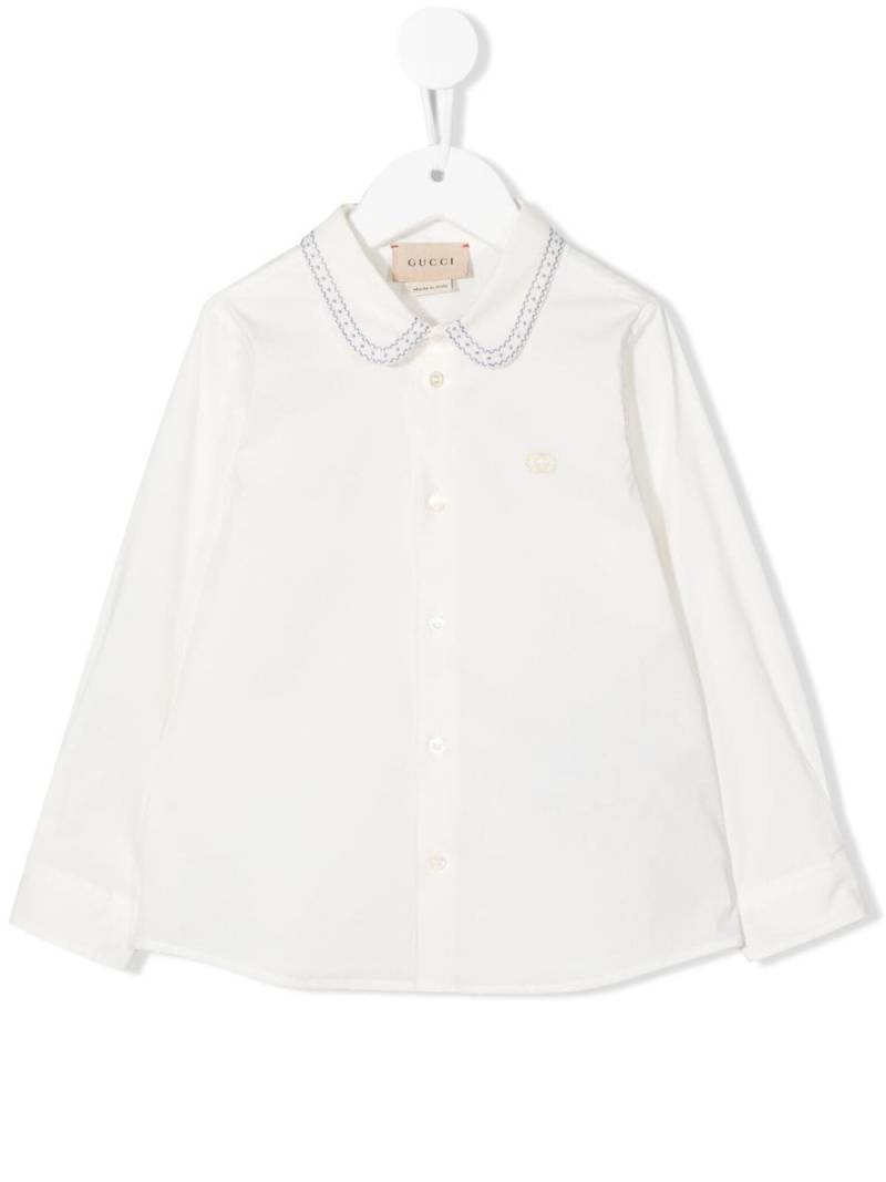 Gucci Kids embroidered-collar long-sleeve shirt - White von Gucci Kids