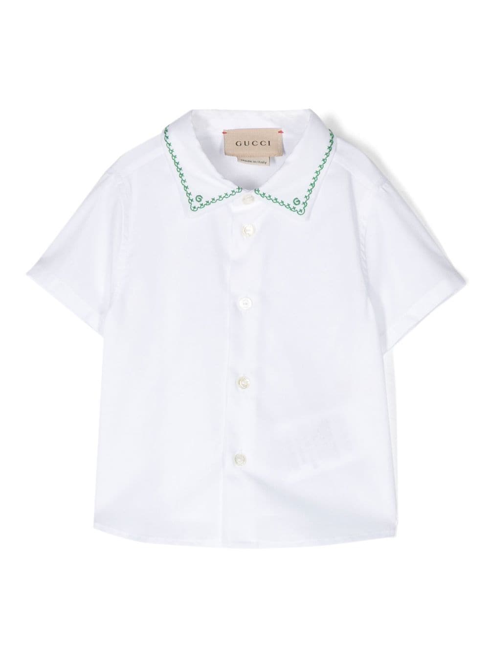 Gucci Kids embroidered-trim short-sleeve shirt - White von Gucci Kids