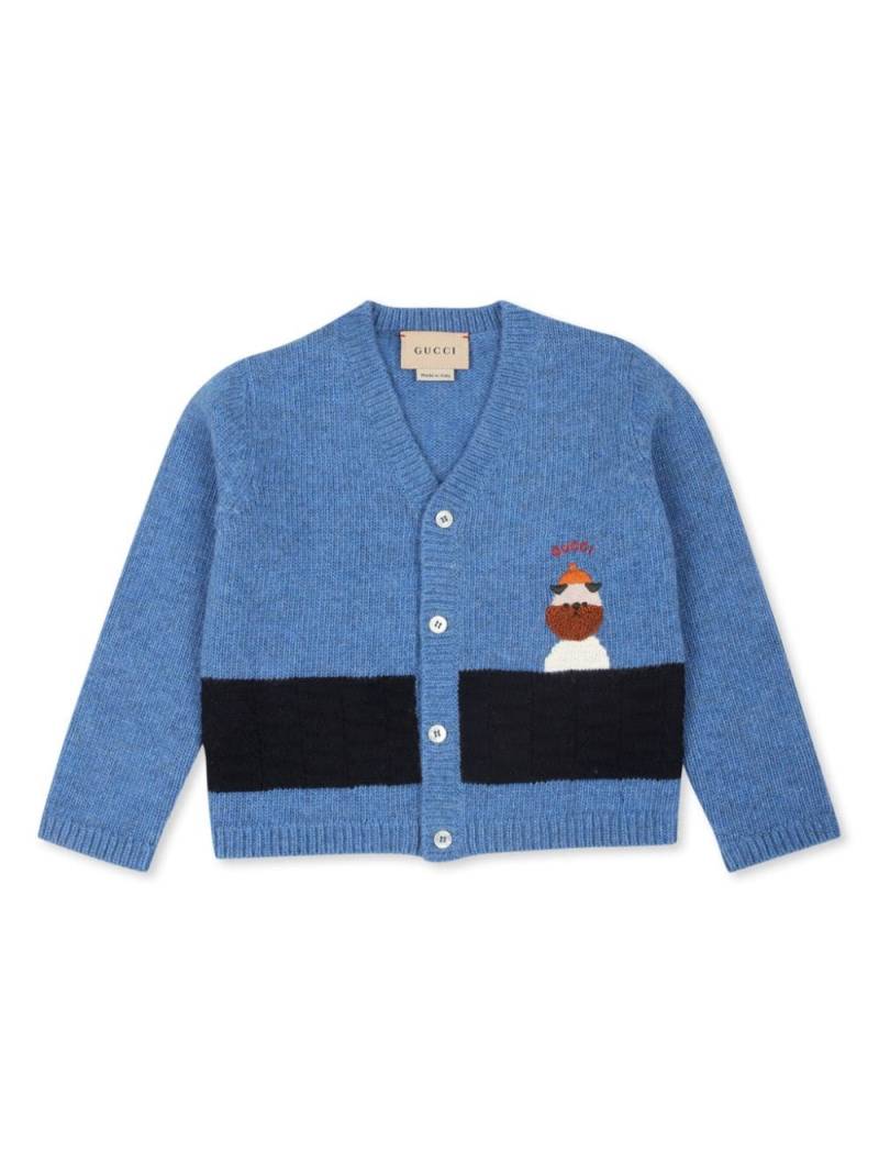 Gucci Kids embroidered wool cardigan - Blue von Gucci Kids