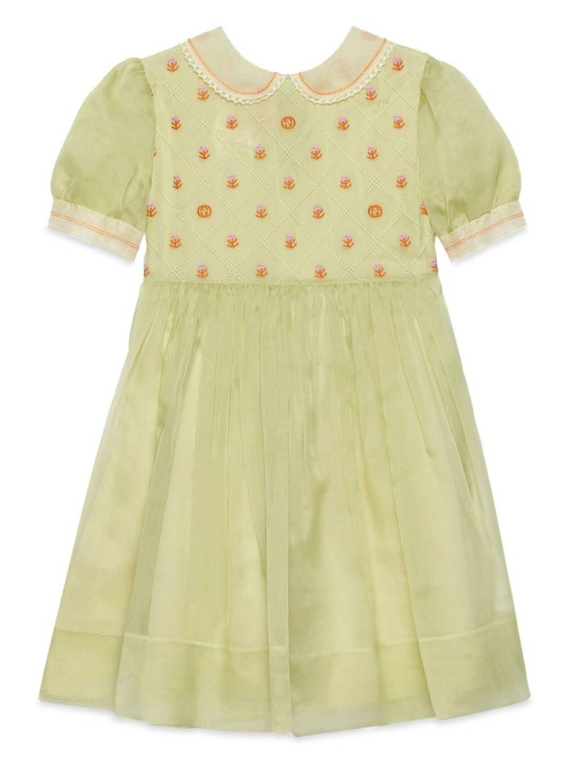 Gucci Kids floral-embroidered silk-organza dress - Green von Gucci Kids