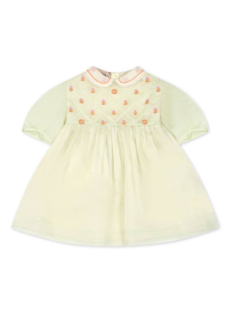 Gucci Kids floral-embroidery silk organza dress - Green von Gucci Kids