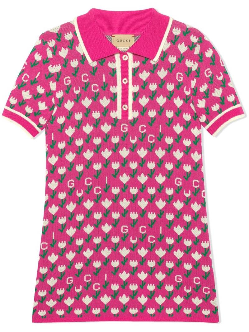 Gucci Kids floral-jacquard polo dress - Pink von Gucci Kids