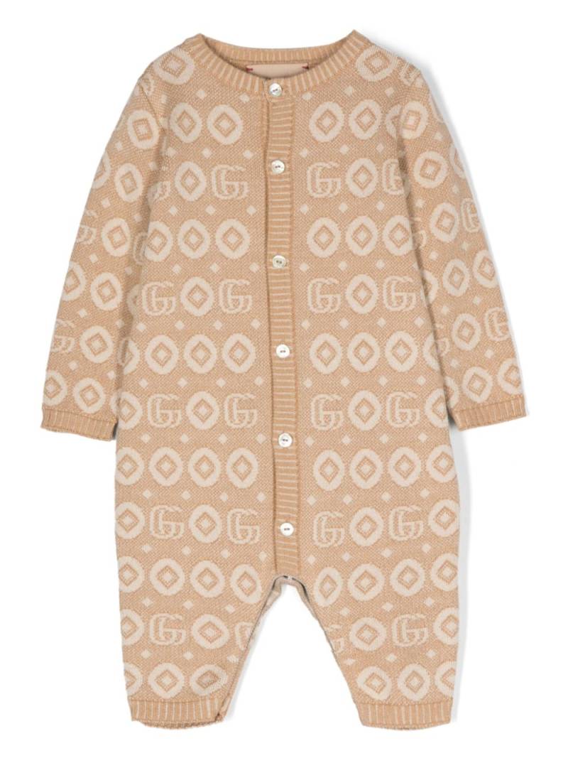 Gucci Kids intarsia knit-logo cotton romper - Neutrals von Gucci Kids