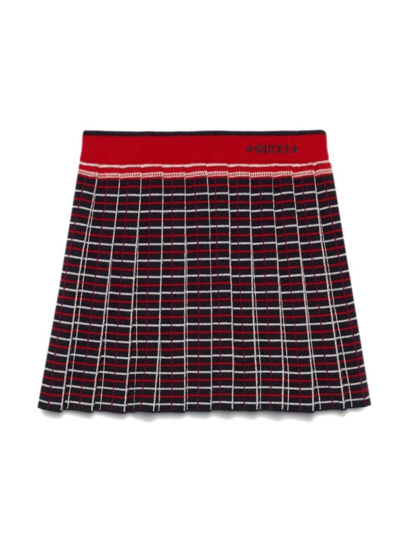 Gucci Kids intarsia-knit logo pleated miniskirt - Blue von Gucci Kids