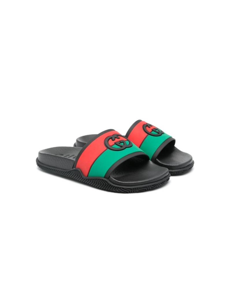 Gucci Kids Web-detailing slides - Black von Gucci Kids