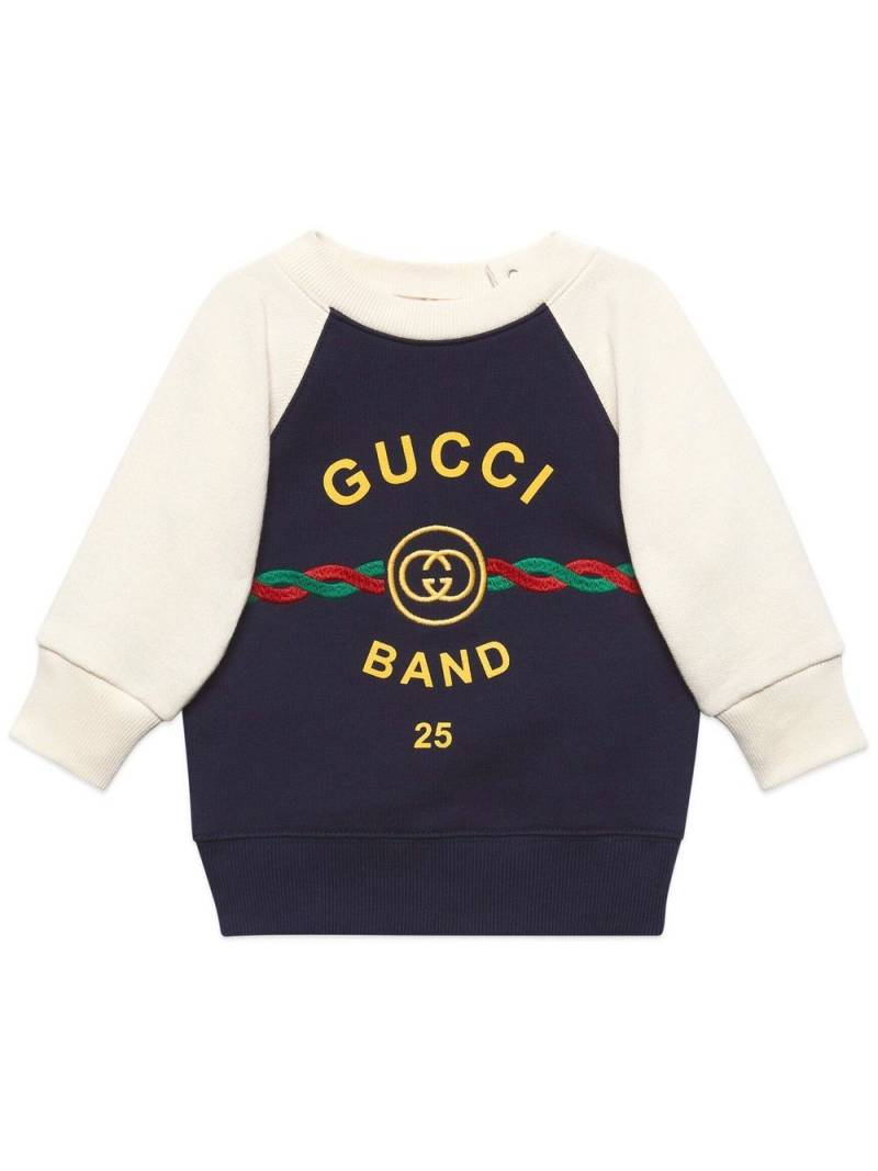 Gucci Kids logo-embroidered cotton sweatshirt - Blue von Gucci Kids