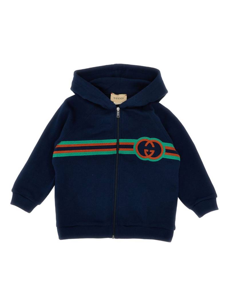 Gucci Kids logo-embroidered zipped hoodie - Blue von Gucci Kids