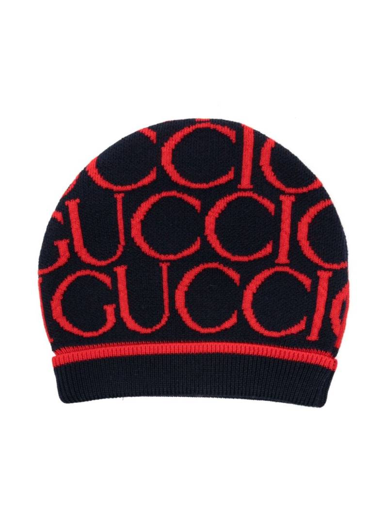 Gucci Kids logo-intarsia beanie - Blue von Gucci Kids