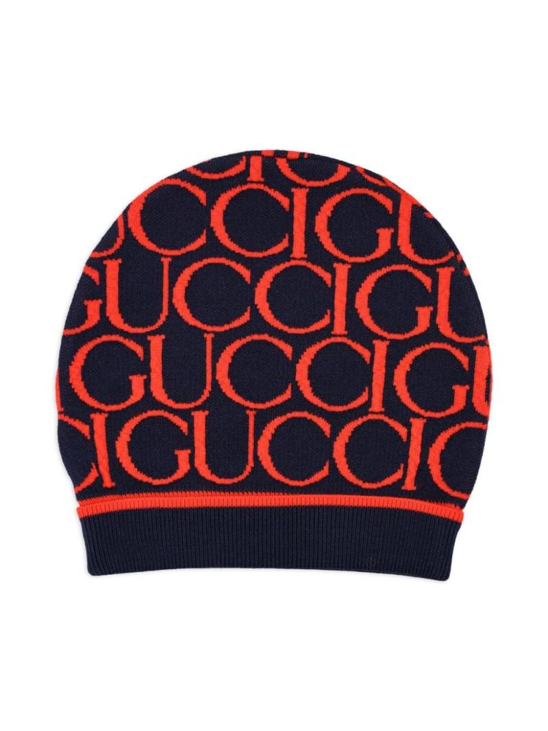 Gucci Kids logo-jacquard beanie - Blue von Gucci Kids