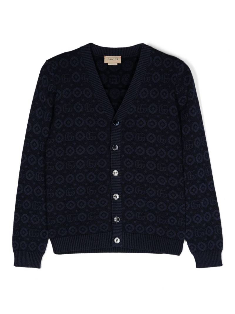 Gucci Kids logo-jacquard cardigan - Blue von Gucci Kids