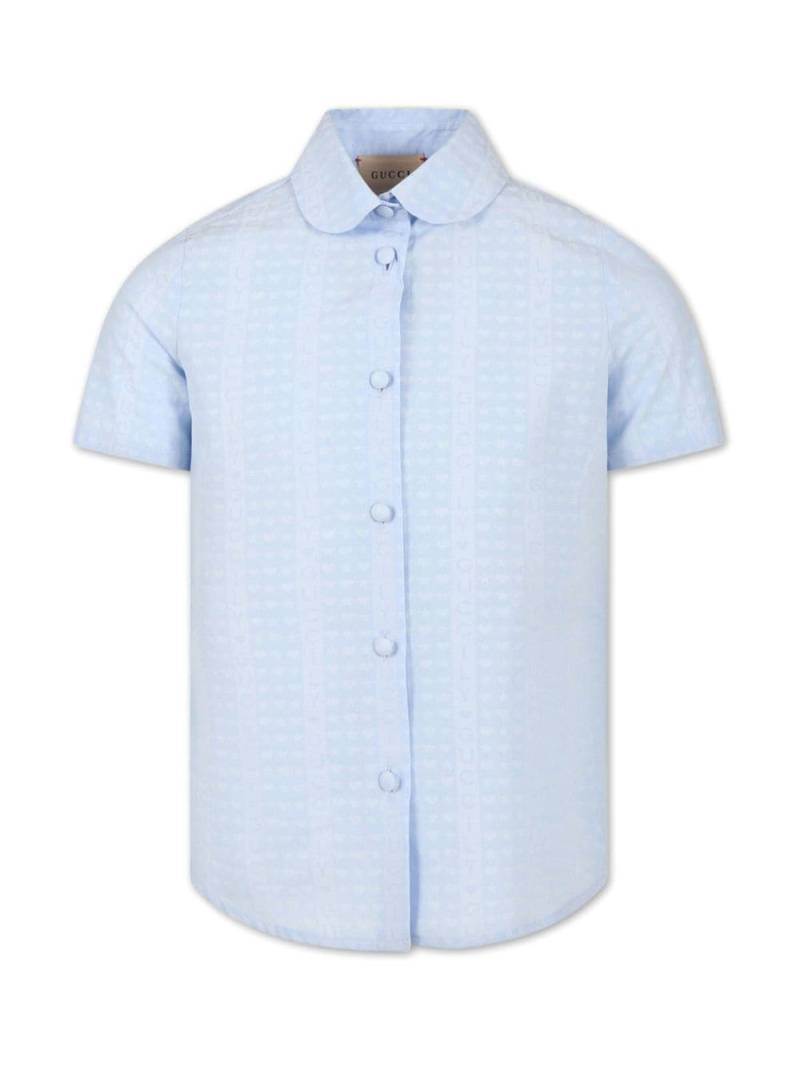 Gucci Kids logo-jacquard poplin shirt - Blue von Gucci Kids