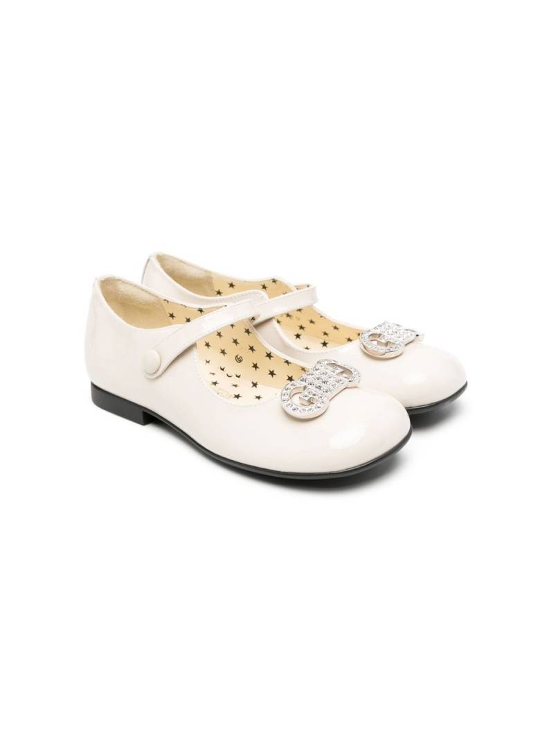 Gucci Kids logo-plaque embellished ballerina shoes - White von Gucci Kids