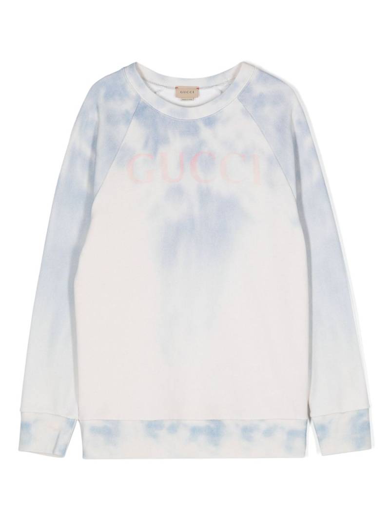 Gucci Kids logo-print cotton sweatshirt - Blue von Gucci Kids