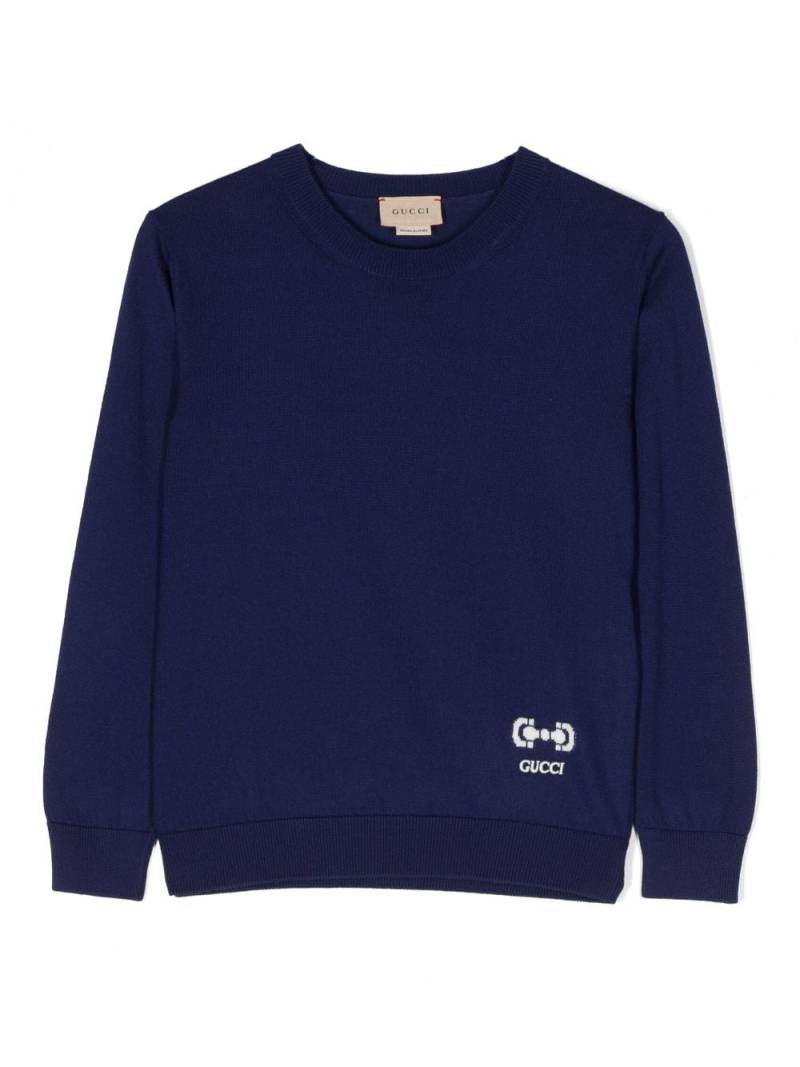 Gucci Kids logo-print cotton sweatshirt - Blue von Gucci Kids