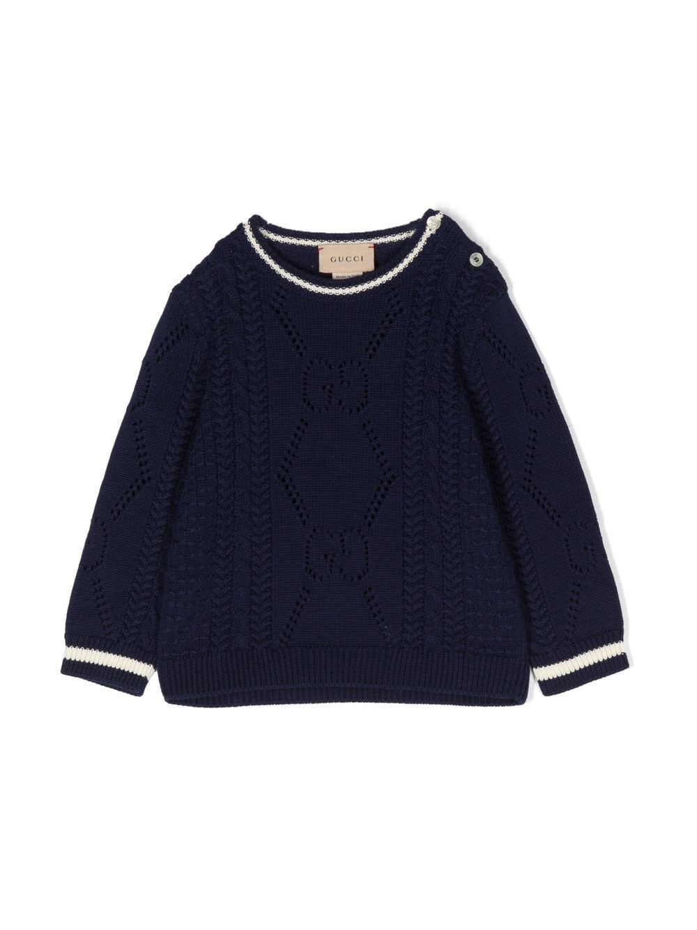 Gucci Kids logo-stitch crew-neck jumper - Blue von Gucci Kids