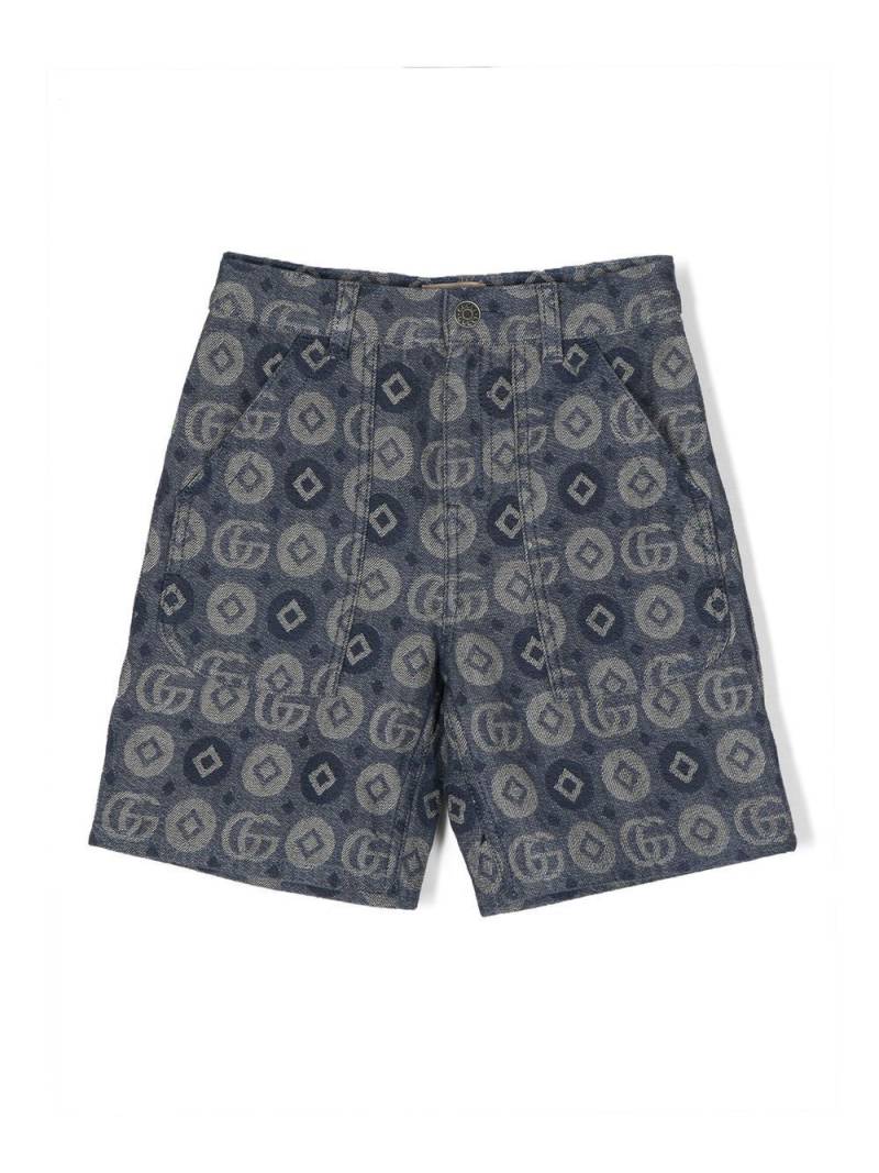 Gucci Kids monogram-jacquard denim shorts - Blue von Gucci Kids