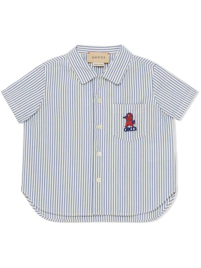 Gucci Kids motif-embroidered stripe-print shirt - Blue von Gucci Kids