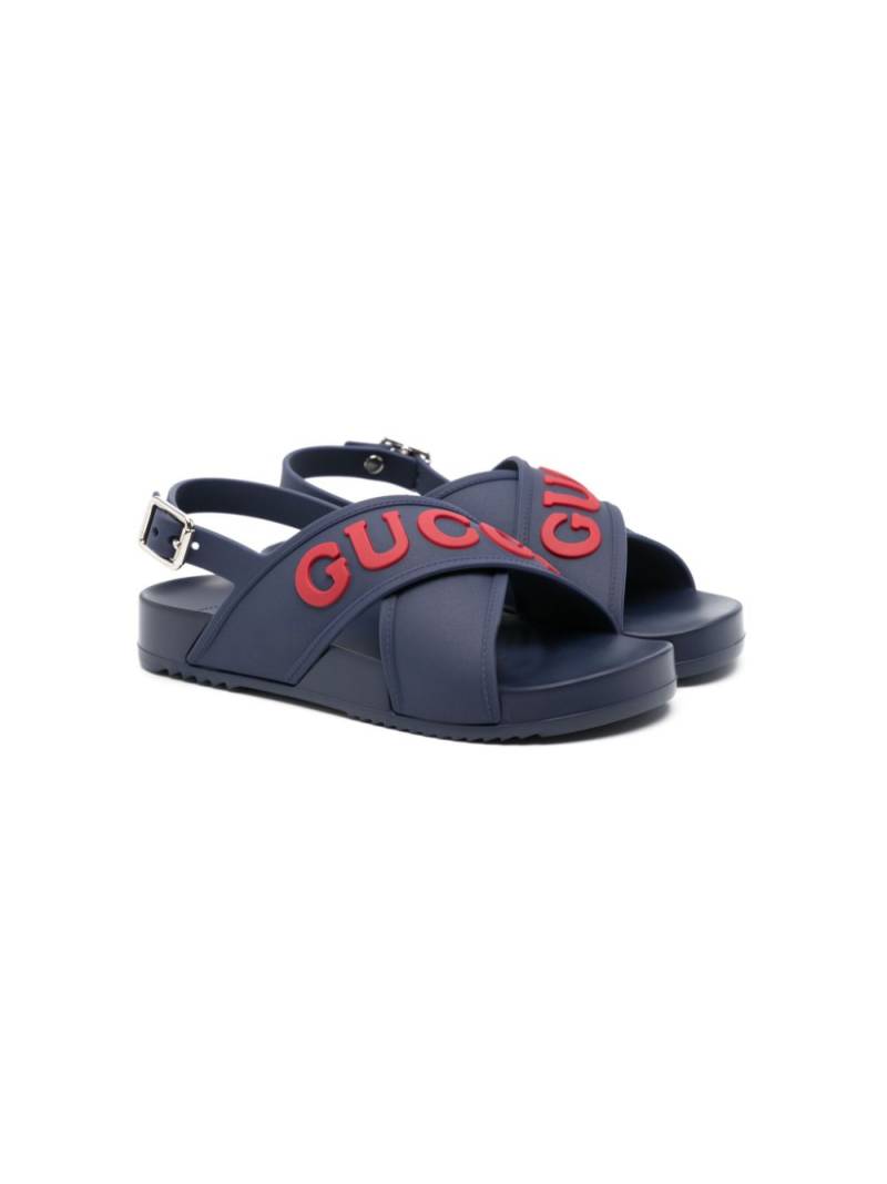 Gucci Kids rubberised-logo flat sandals - Blue von Gucci Kids