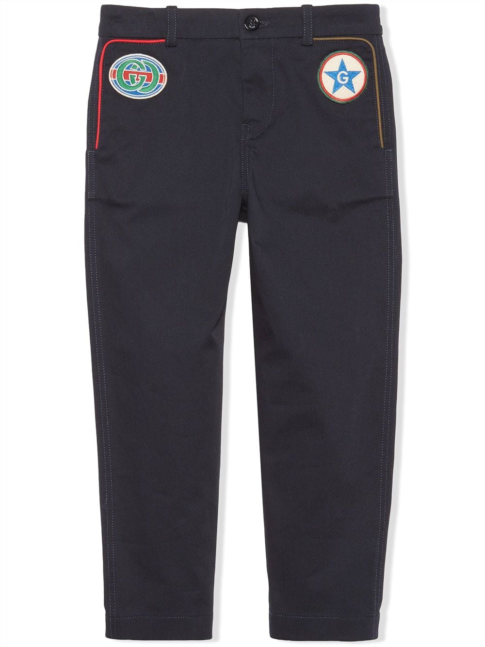 Gucci Kids stretch-gabardine star patch trousers - Blue von Gucci Kids