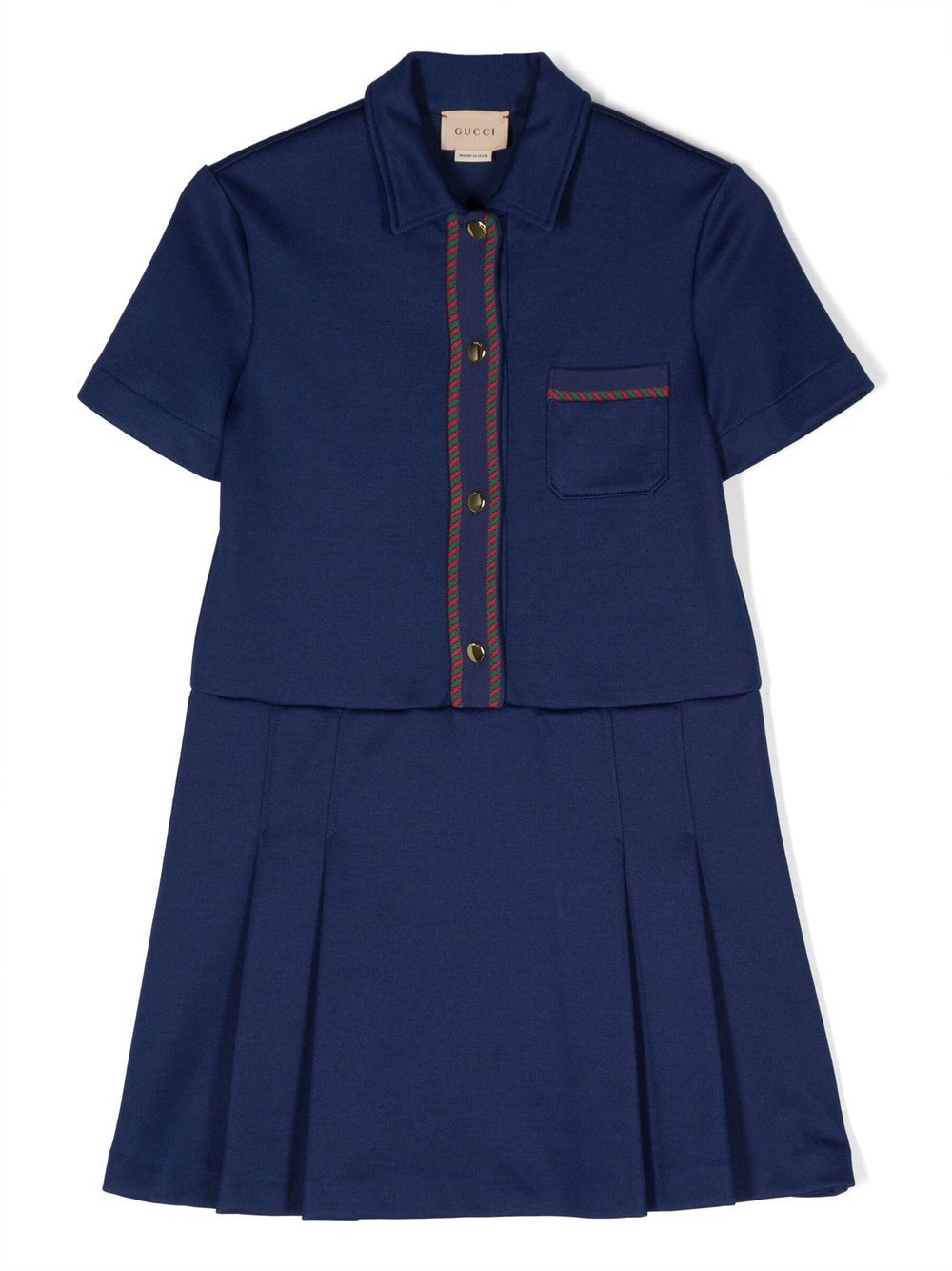 Gucci Kids striped-edge pleated dress - Blue von Gucci Kids