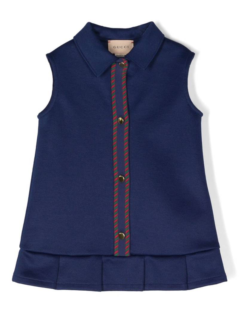 Gucci Kids striped-edge pleated-edge dress - Blue von Gucci Kids