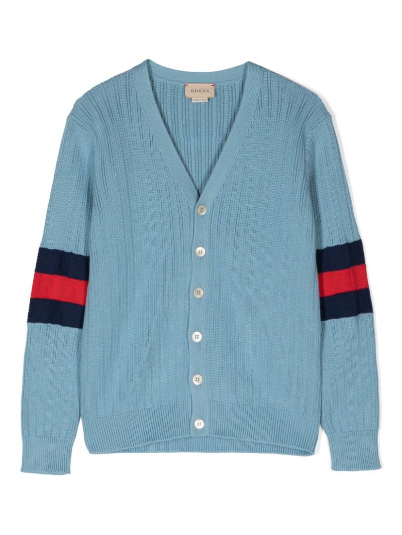 Gucci Kids Web-stripe cotton cardigan - Blue von Gucci Kids