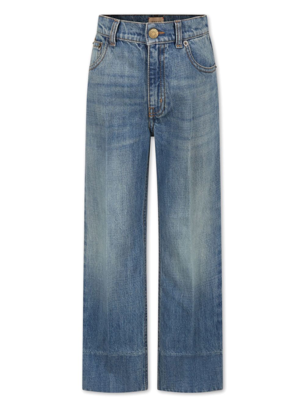 Gucci Kids whiskering-effect mid-rise straight-leg jeans - Blue von Gucci Kids