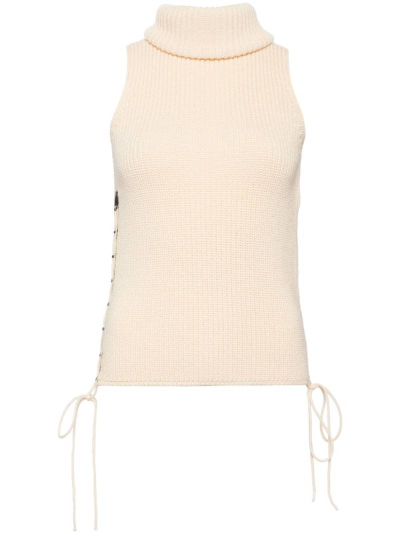 Gucci Pre-Owned 1990-2000s Sleeveless wool Sweater Top - Neutrals von Gucci Pre-Owned