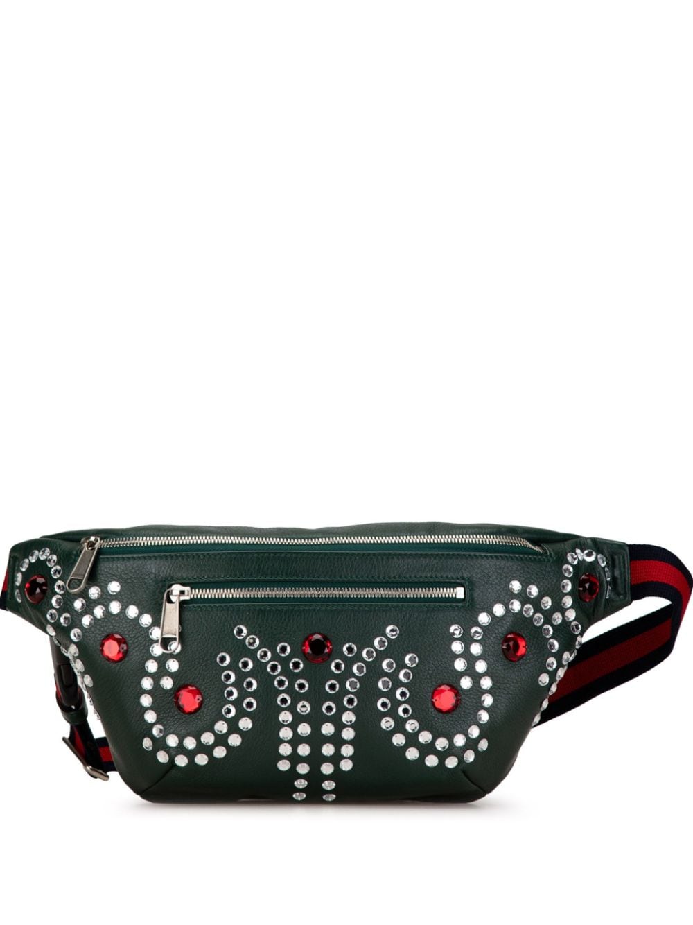 Gucci Pre-Owned 2000-2015 Crystal Embellished Web belt bag - Green von Gucci Pre-Owned