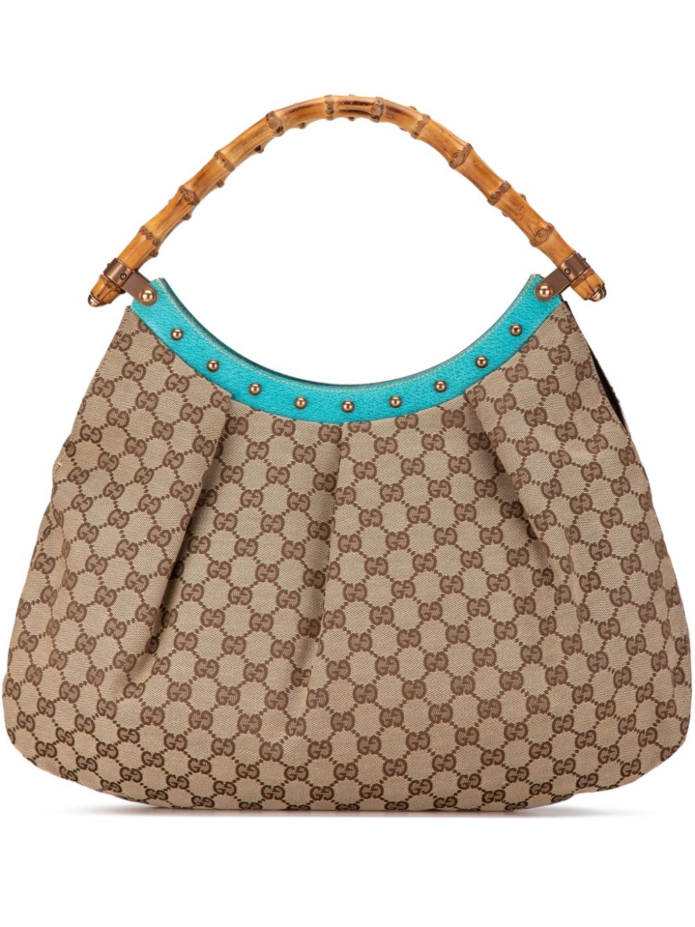 Gucci Pre-Owned 2000-2015 GG Canvas Bamboo Studded hobo bag - Blue von Gucci Pre-Owned