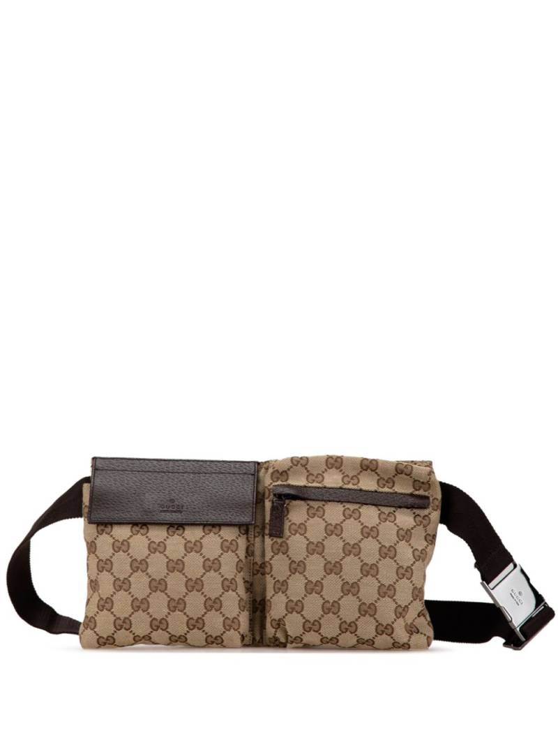 Gucci Pre-Owned 2000-2015 GG Canvas Double Pocket belt bag - Brown von Gucci Pre-Owned