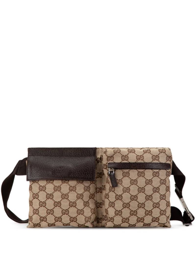 Gucci Pre-Owned 2000-2015 GG Canvas Double Pocket belt bag - Brown von Gucci Pre-Owned