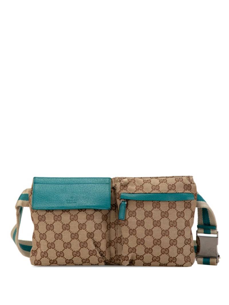 Gucci Pre-Owned 2000-2015 GG Canvas Web Double Pocket belt bag - Brown von Gucci Pre-Owned