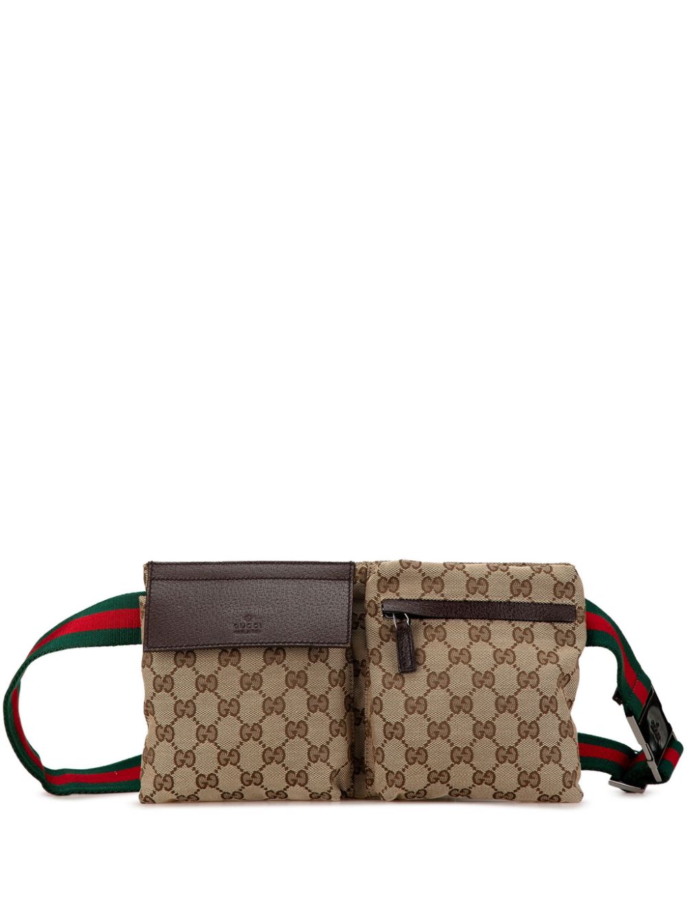 Gucci Pre-Owned 2000-2015 GG Canvas Web Double Pocket belt bag - Brown von Gucci Pre-Owned