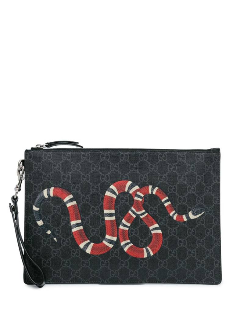 Gucci Pre-Owned 2000-2015 GG Supreme Kingsnake clutch bag - Black von Gucci Pre-Owned